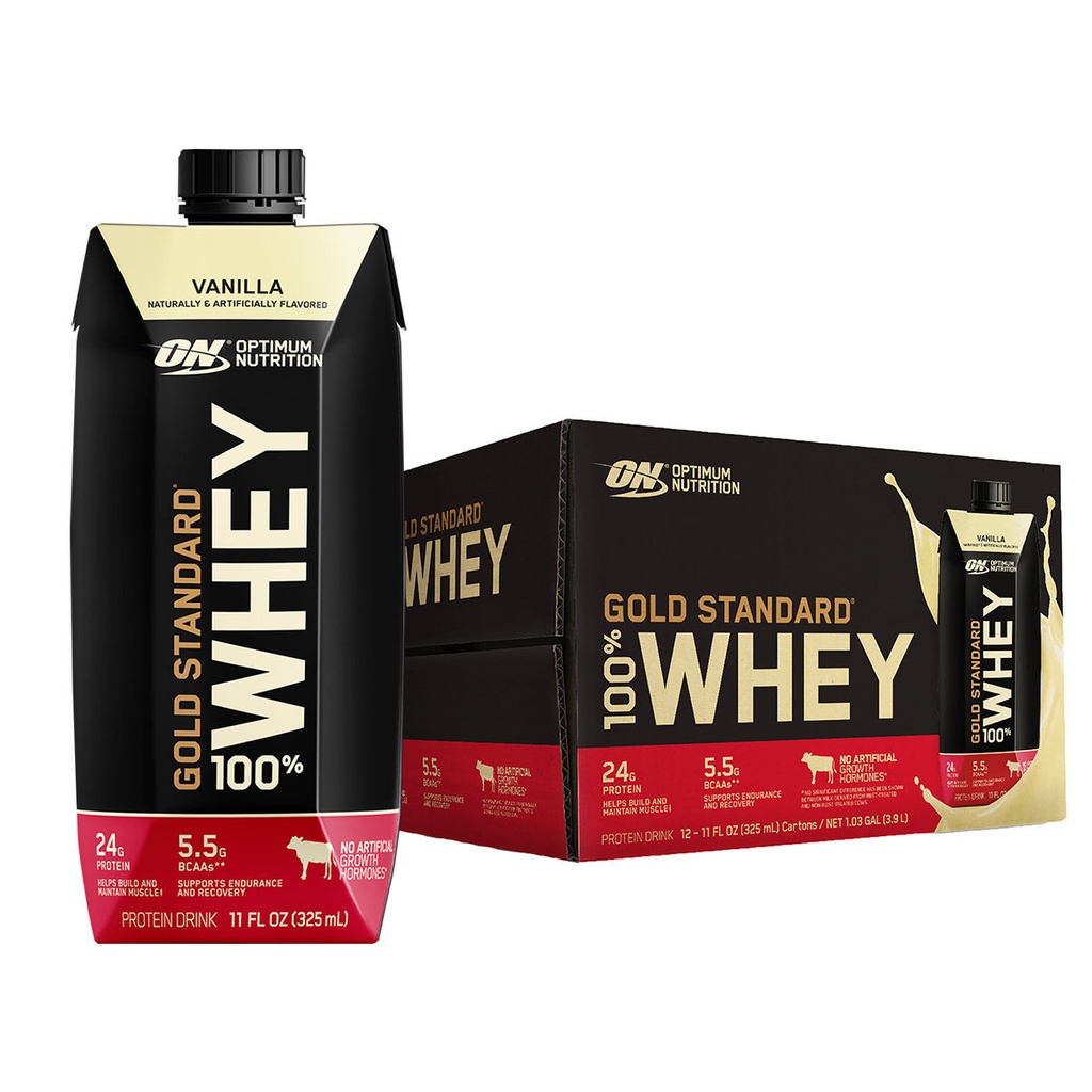 OPTIMUM NUTRITION - 金裝乳清蛋白飲品 11Oz - 雲呢拿(盒裝12枝)